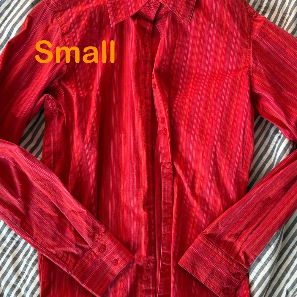 Cruel Girl Red and Pink Long Sleeve Button Down Shirt